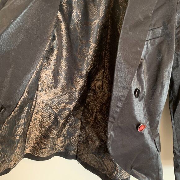 H&M Womens Size 4 Jacket Short Black Shimmer Silver Buttons Rock Preppy - Picture 7 of 9